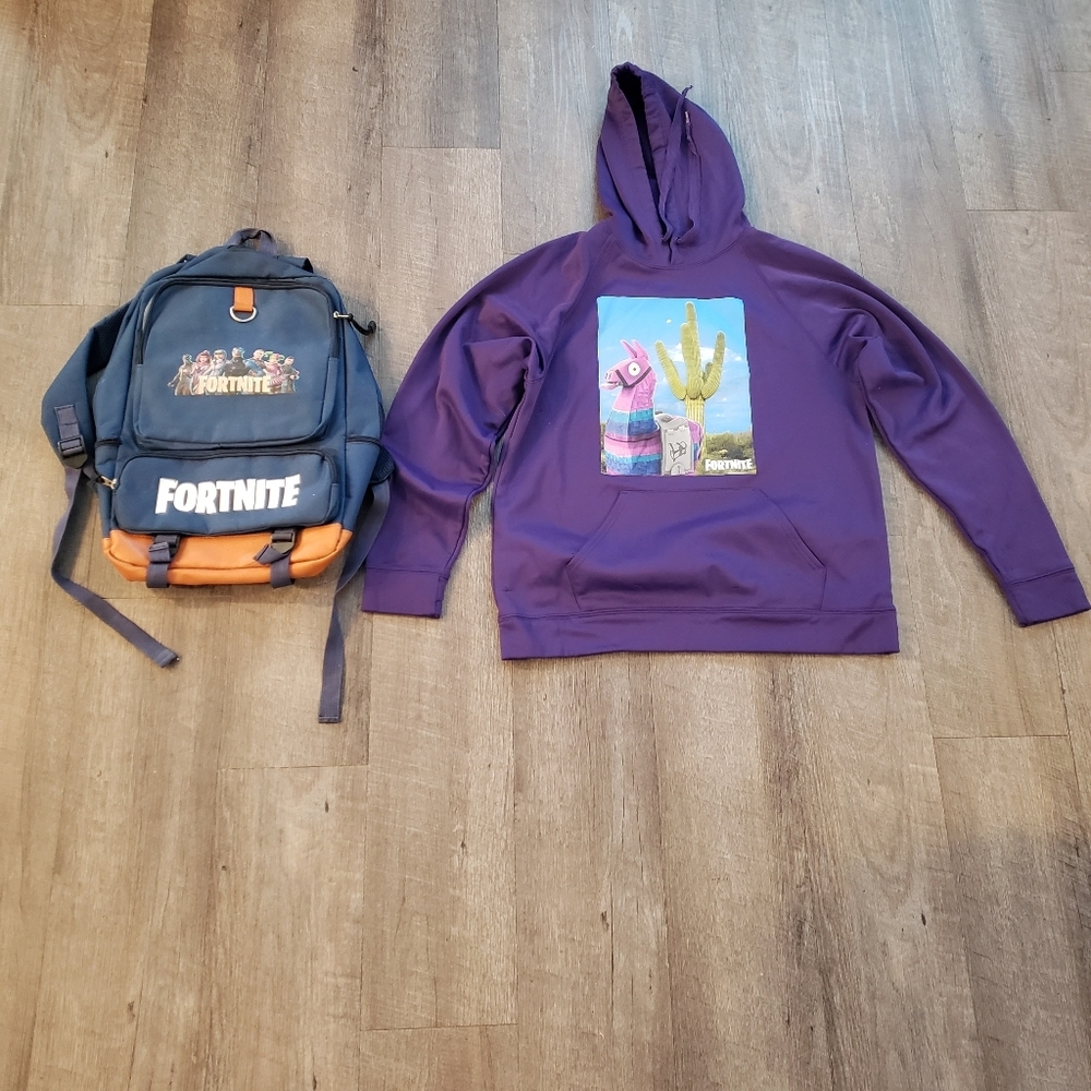 Fortnite Men's Hoodie Size Large And Backpack